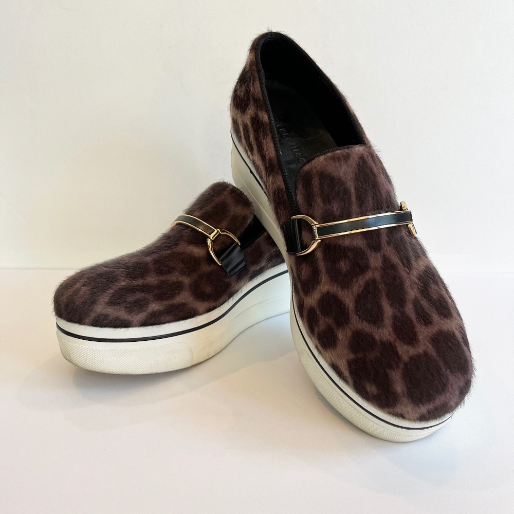 Stella McCartney Faux Fur Wedge Sneakers Vegetarian Leather Trim (IT 41, US 11)